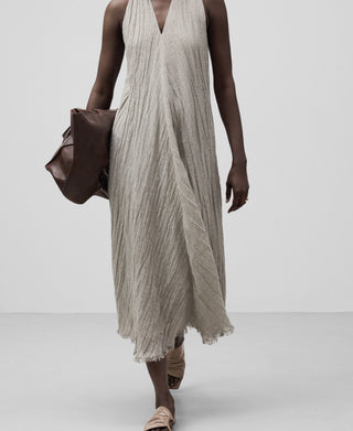 Vestido Largo Escote V de Lino