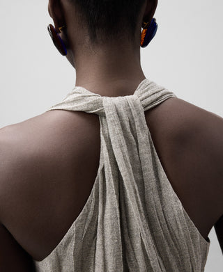 Vestido Largo Escote V de Lino