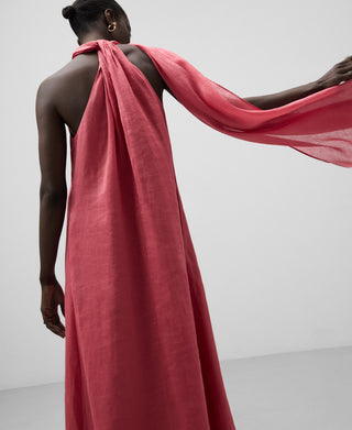 Vestido Midi con Efecto Bufanda