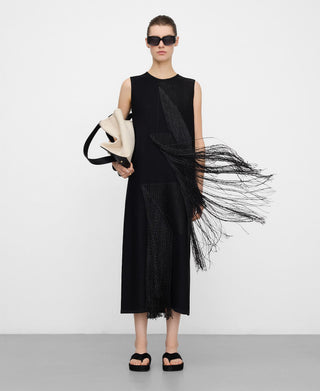 Vestido Midi con Detalle de Flecos