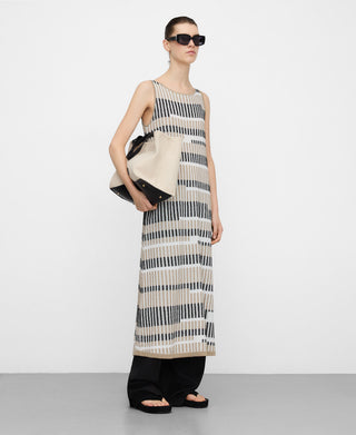 Irregular Striped Jacquard Midi Dress