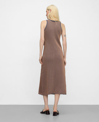 Vestido Midi Jacquard con Detalle Flecos