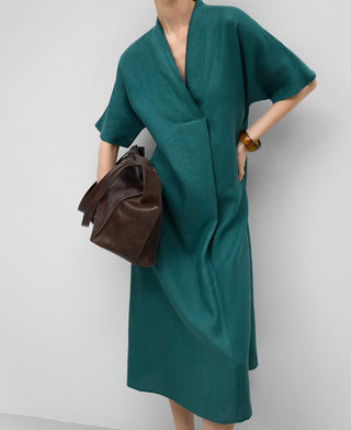 Vestido Manga Corta de Lino