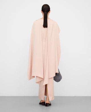 Vestido largo Satinado con Chal Drapeado