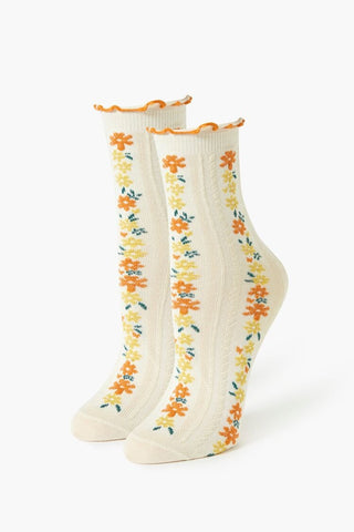 Calcetines con Borde Estampado Floral