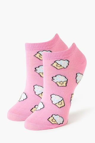 Calcetines Tobilleros con Estampado de Cupcakes