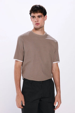Camiseta Manga Corta Cuello con Contraste