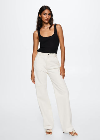 Camiseta Crop con Tejido Canalé