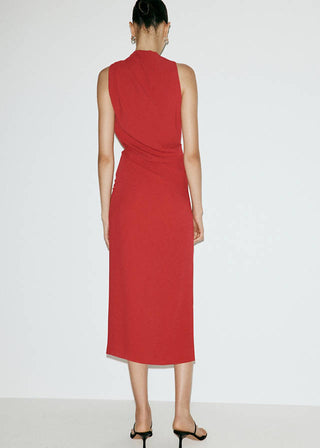 Vestido Drapeado con Abertura Lateral