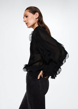 Blusa Semitransparente con Volantes
