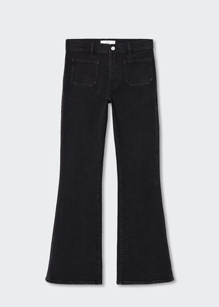 Jeans Acampanado Talle Alto con Bolsillos