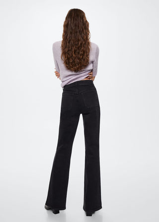 Jeans Acampanado Talle Alto con Bolsillos