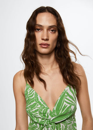 Blusa de Tirantes con Estampado de Hojas