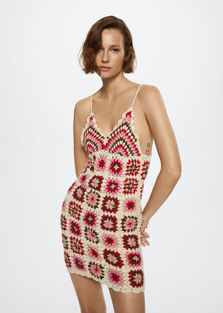 Vestido de Tirantes con Tejido de Crochet