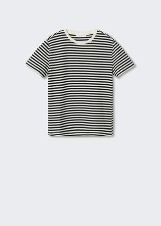 Camiseta Manga Corta con Estampado de Rayas