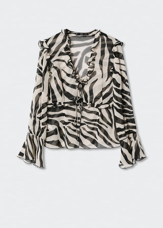 Blusa con Volantes Estampado Animal Print