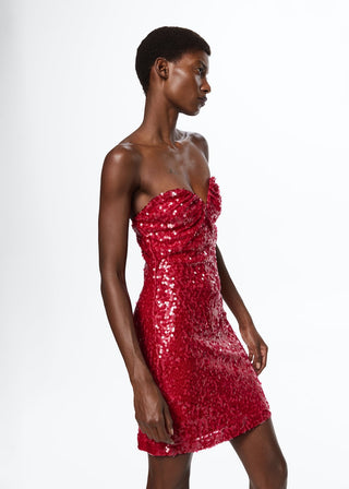 Vestido Escote Palabra de Honor con Lentejuelas