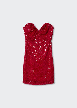 Vestido Escote Palabra de Honor con Lentejuelas