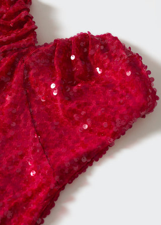 Vestido Escote Palabra de Honor con Lentejuelas