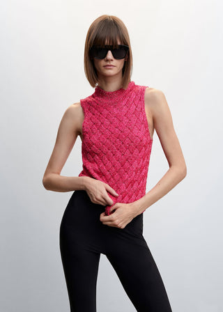 Camiseta Cuello Halter con Textura