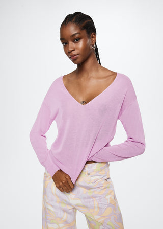 Sudadera Cuello V con Detalle de Elástico