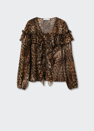 Blusa con Volantes Estampado Animal Print