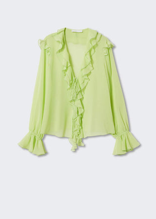 Blusa Semitransparente con Detalle de Volantes