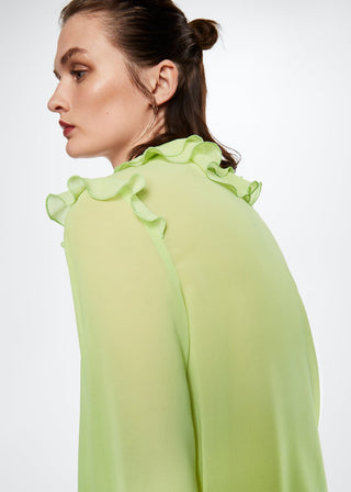 Blusa Semitransparente con Detalle de Volantes
