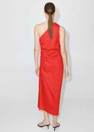 Vestido Midi Asimétrico Detalle Fruncido