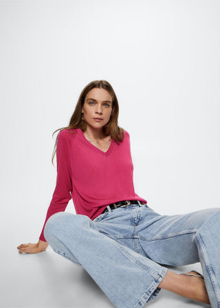 Sudadera Cuello Pico con Canalé
