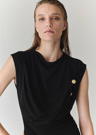Vestido Midi con Escote Drapeado