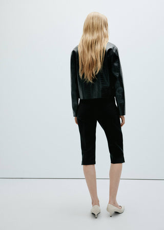 Chaqueta de Piel Sintética con Bolsillos