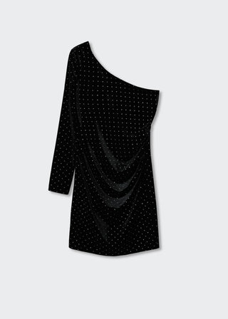 Vestido con Escote Asimétrico de Terciopelo