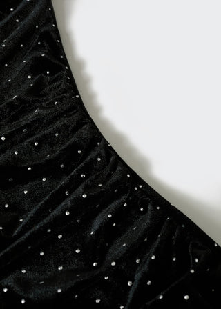 Vestido con Escote Asimétrico de Terciopelo