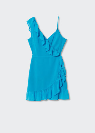 Vestido con Escote Asimétrico y Volantes