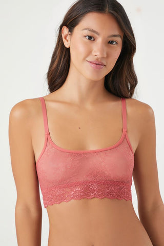 Bralette de Encaje Floral Transparente