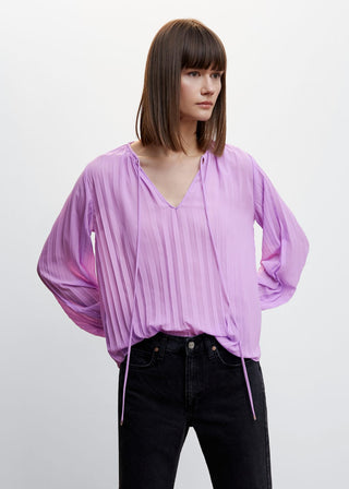 Blusa Manga Larga Efecto Plisado