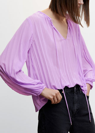 Blusa Manga Larga Efecto Plisado