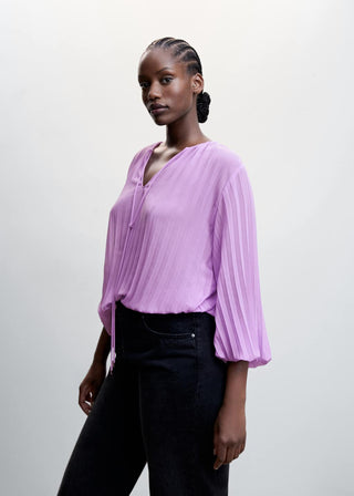 Blusa Manga Larga Efecto Plisado