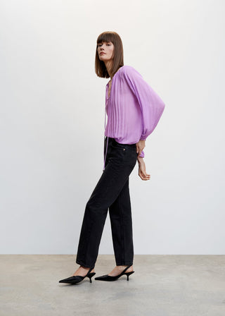 Blusa Manga Larga Efecto Plisado