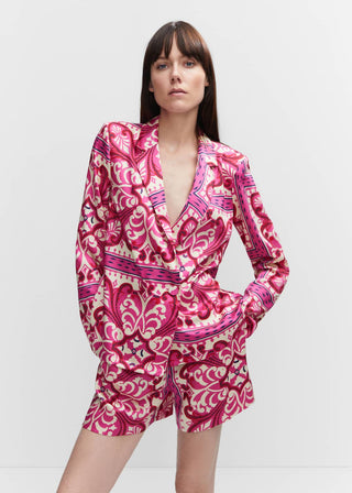 Camisa Satinada con Estampado Paisley
