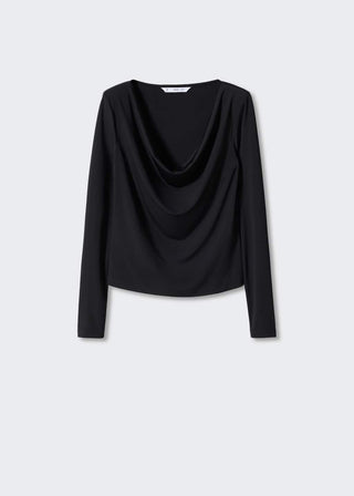 Camiseta Manga Larga con Cuello Drapeado