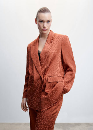 Blazer Satinada con Estampado de Puntos