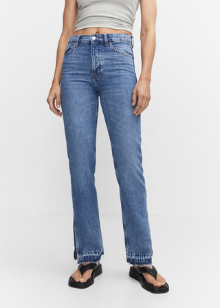 Jeans Rectos Talle Alto con Bolsillos