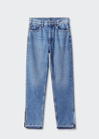 Jeans Rectos Talle Alto con Bolsillos