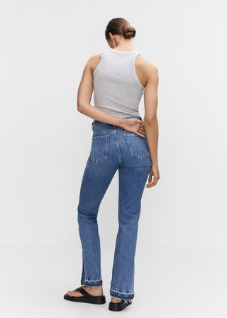 Jeans Rectos Talle Alto con Bolsillos