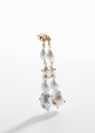 Aretes de Perlas con Detalle Strass