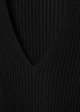 Sudadera Cuello Pico de Canalé, Negro