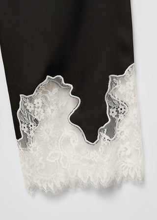 Pantalón Wide Leg con Detalle de Encaje