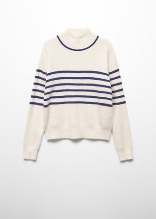Sudadera Cuello Perkins con Estampado Rayas